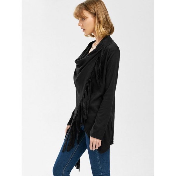 Tassel Asymmetric Long Sleeve Top - Picture 5 of 5